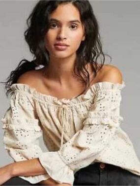 Seen Worn Kept "Flora" Eyelet Off-The-Shoulder Peasant Blouse